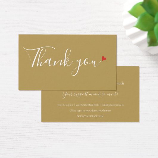 Gold Red Heart Bedankt Shopping Discount Kaart (Bureau)