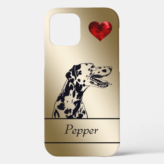 Gold/Red Heart geïnkt Dalmatian Dog iPhone 12Hoesj Case-Mate iPhone Case (Achterkant)