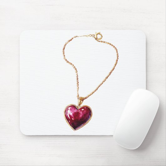 Gold Red Heart Ketting Muismat (Met muis)