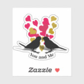 Gold Red Hearts Tortelduifjes Valentijn Sticker (Vel)