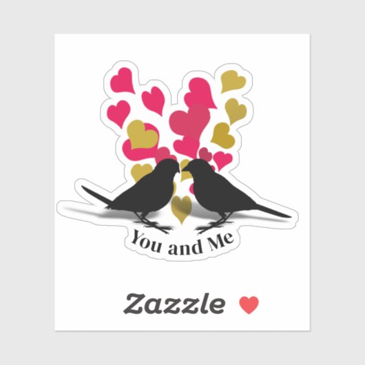 Gold Red Hearts Tortelduifjes Valentijn Sticker (Vel)