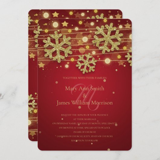 Gold & Red Holiday Weddenschap Save the Date Kaart (Voorkant / Achterkant)