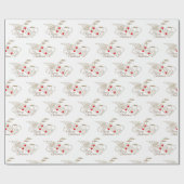 Gold Red Holly Music Notes Merry Christmas Gift  Cadeaupapier (Vlak)