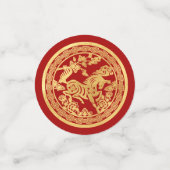 Gold Red Horse papercut 2026 Golden Party Confetti (Kleine voorkant)