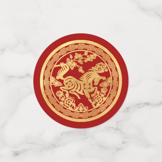Gold Red Horse papercut 2026 Golden Party Confetti (Kleine voorkant)