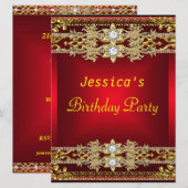 Gold Red Hot Glamor 21e verjaardag Kaart (Voorkant / Achterkant)