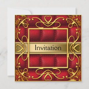 Gold Red Invitation Party Kaart