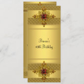 Gold Red Jewel 40th Birthday Party Kaart (Voorkant / Achterkant)