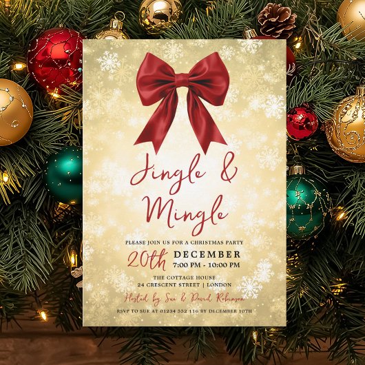 Gold Red Jingle Mingle Christmas Winter Wonder Kaart