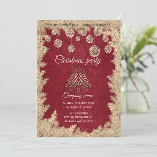 Gold Red-kerstfeestfeest Kaart (Staand voorkant)