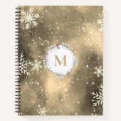 Gold Red Kerstmis met Monogram Sketchbook Notitieboek (Voorkant)