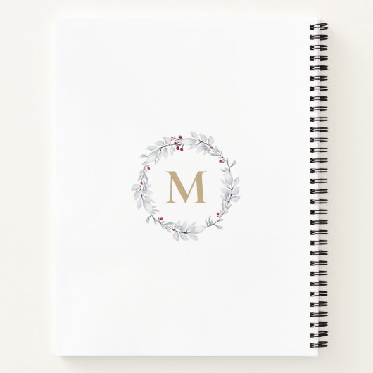 Gold Red Kerstmis met Monogram Sketchbook Notitieboek (Achterkant)