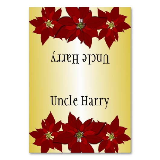 Gold Red Kerstmis Poinsettia Kaart (Voorkant)