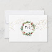Gold Red Kerstmis RSVP Holly Pine Cone Wreate Kaart (Achterkant)