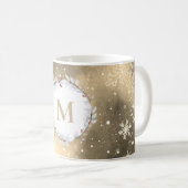 Gold Red Kerstmis Wreatemonogram Koffiemok (Voorkant rechts)