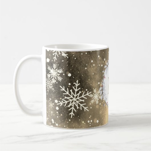 Gold Red Kerstmis Wreatemonogram Koffiemok (Links)