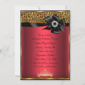 Gold Red Leopard Print & Bow Foto Quinceanera Kaart (Achterkant)