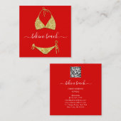 Gold Red Lingerie Beach Costume Underwear Shop QR Vierkante Visitekaartje (Voorkant / Achterkant)