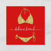 Gold Red Lingerie Beach Costume Underwear Shop QR Vierkante Visitekaartje (Voorkant)