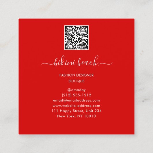Gold Red Lingerie Beach Costume Underwear Shop QR Vierkante Visitekaartje (Achterkant)