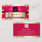 Gold Red Lipstick Winkel QRCODE Logo Makeup Artist Visitekaartje (Voorkant / Achterkant)