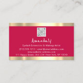Gold Red Lipstick Winkel QRCODE Logo Makeup Artist Visitekaartje (Achterkant)