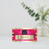 Gold Red Lipstick Winkel QRCODE Logo Makeup Artist Visitekaartje (Staand voorkant)