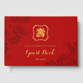 Gold Red Longevity Birthday Folie Guestbook (1) Gastenboek (Voorkant)