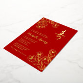 Gold Red Longevity Birthday Folie Invitation (3) Folie Uitnodiging (Gedraaid)