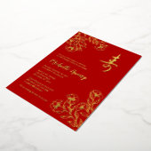 Gold Red Longevity Birthday Folie Invitation (3) Uitnodiging (Gedraaid)