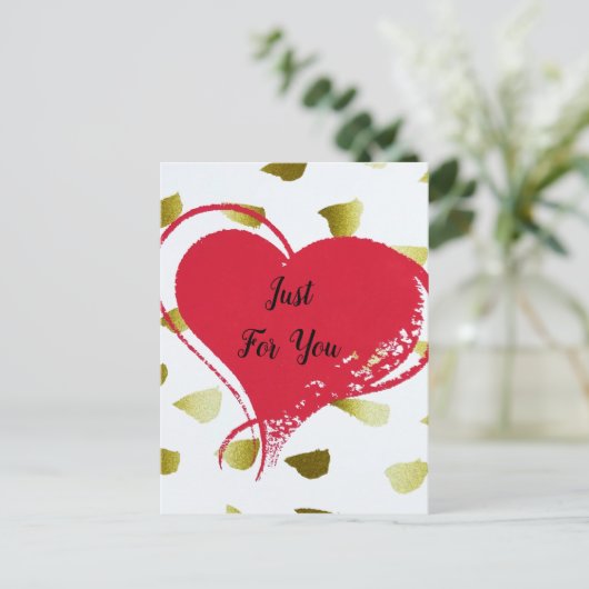 Gold Red Love Heart voor jou Feestdagenkaart (Staand voorkant)