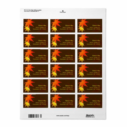Gold & Red Maple Weddenschap Etiket (Full Sheet)