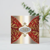 Gold Red Metal zie Birthday Jubileum Kaart (Staand voorkant)