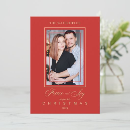 Gold Red Minimalist Moderne kerstfotoserie (Staand voorkant)