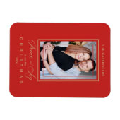 Gold Red Minimalist Moderne kerstfotoserie Magneet (Horizontaal)