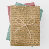 Gold Red Mint Green Glitter Stripes          Inpakpapier Vel (In situ)