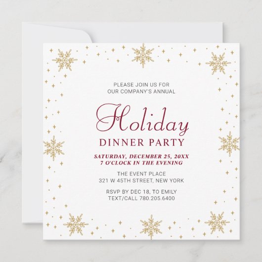 Gold & Red Modern Corporate Holiday Dinner Party Kaart (Voorkant)