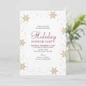 Gold & Red Modern Corporate Holiday Dinner Party Kaart (Staand voorkant)