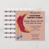 Gold Red Moon Blue Heart Jewel Valentijn Day Kaart (Voorkant / Achterkant)