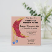 Gold Red Moon Blue Heart Jewel Valentijn Day Kaart (Staand voorkant)