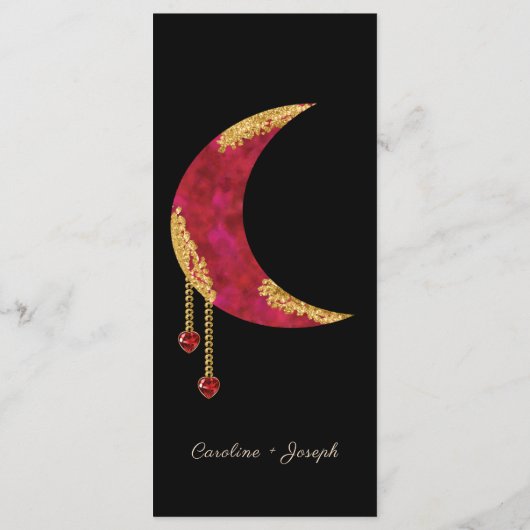 Gold Red Moon Heart Jewels Valentijn Day Menu (Achterkant)