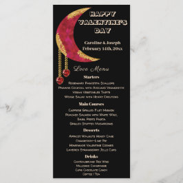 Gold Red Moon Heart Jewels Valentijn Day Menu