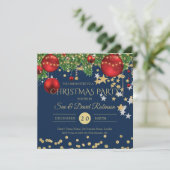 Gold Red Navy Glitter-kerstfeestdag Kaart (Staand voorkant)