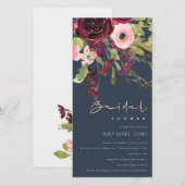 GOLD RED NAVY PINK ROSE FLORA VRIJGEZELLENFEEST IN BEDANKKAART (Voorkant / Achterkant)