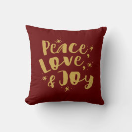 Gold Red Peace Love & Joy Kerstmis Kussen