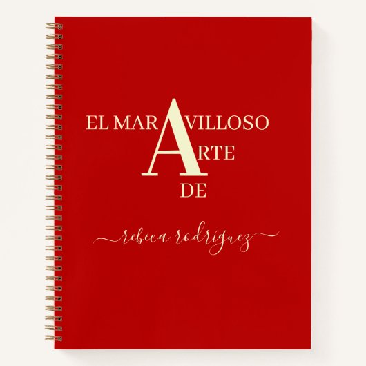 Gold Red Personalized Sketchbook add Name Notitieboek (Voorkant)