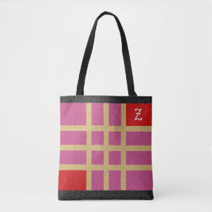 Gold Red Pink zwarte glitter Mode Aangepast Initia Tote Bag