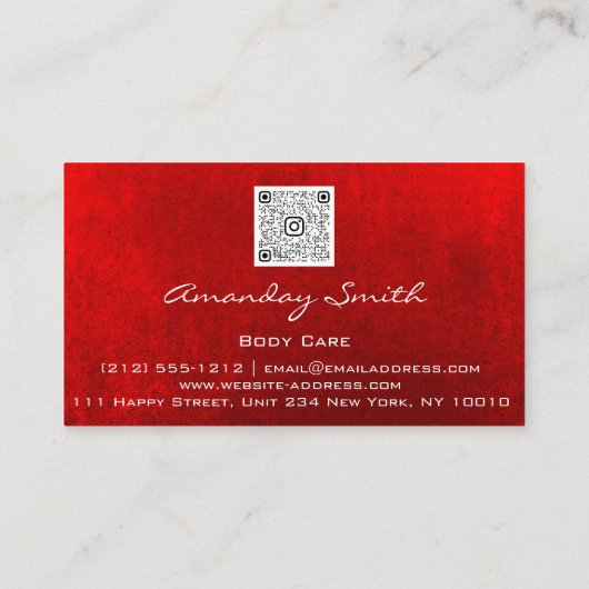 Gold Red Quality Nails Script QR Code Logo Visitekaartje (Achterkant)
