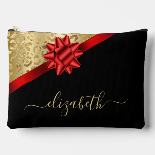 Gold Red Ribbon Script Monogram Etui (Voorkant)
