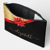 Gold Red Ribbon Script Monogram Etui (Open)